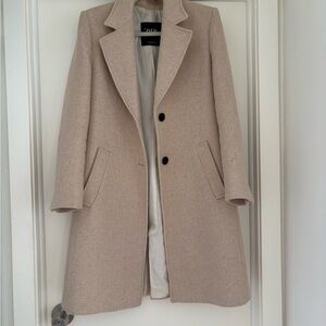 Zara Light Tan Wool Blend Trench/Overcoat